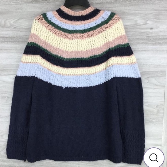 Caslon Wool/Angora Blend Striped Mixed Knit Mock Neck Sweater Size XL - Picture 8 of 10